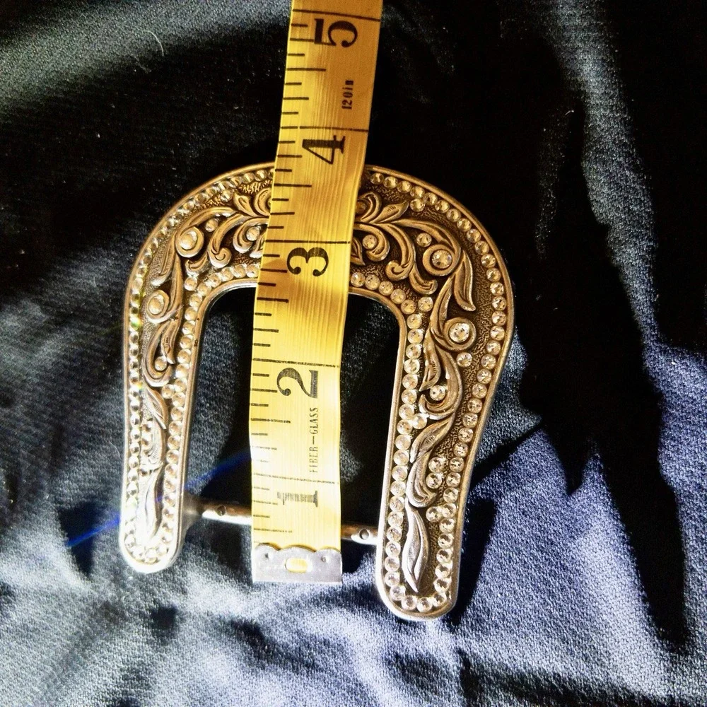 Western‎ Bling Belt Buckle Silver And Rhinestone Rodeo Country